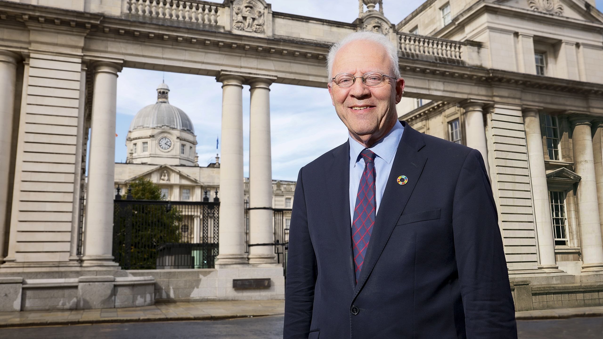 Former Irish UN Ambassador, David O Donoghue, standing outside the Dail