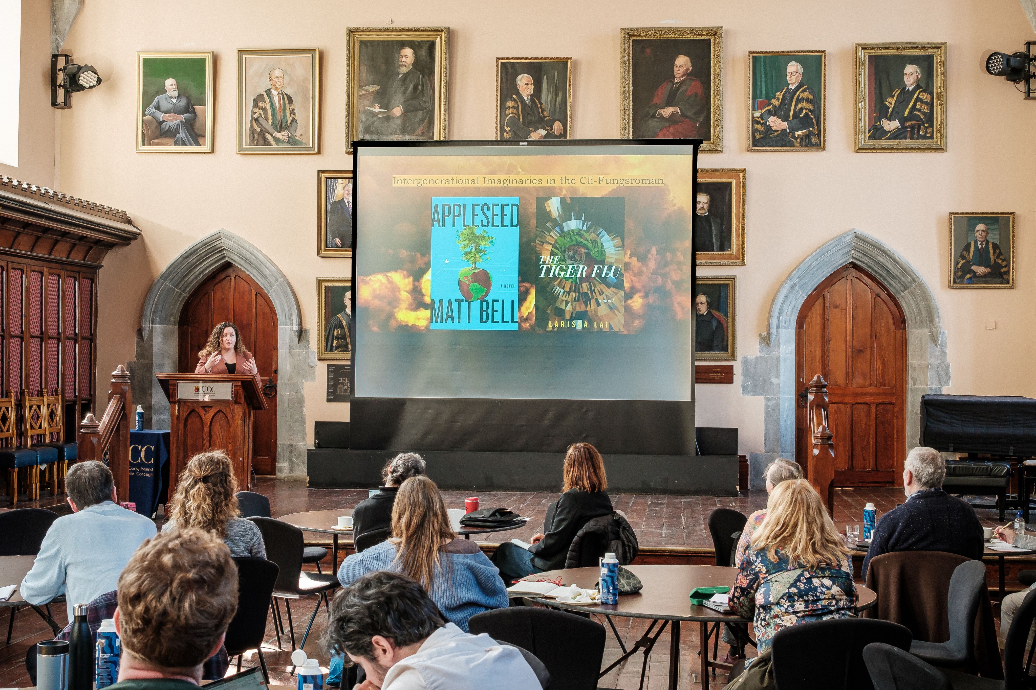 Researchers attend climate storytelling workshop in the Aula Maxima, UCC
